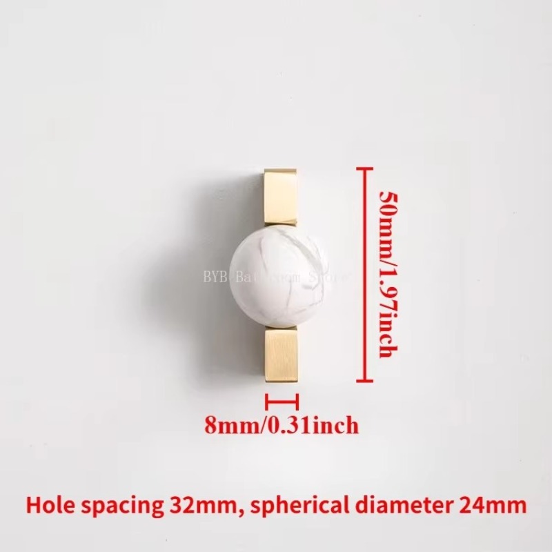 Furniture Hardware Drop Pulls - Белый хрустальный шар + латунные ручки